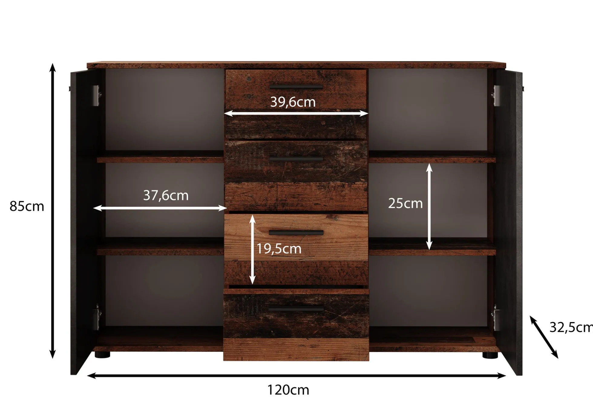 Bellini - Dressoir - Grijs - 120x33x85 cm