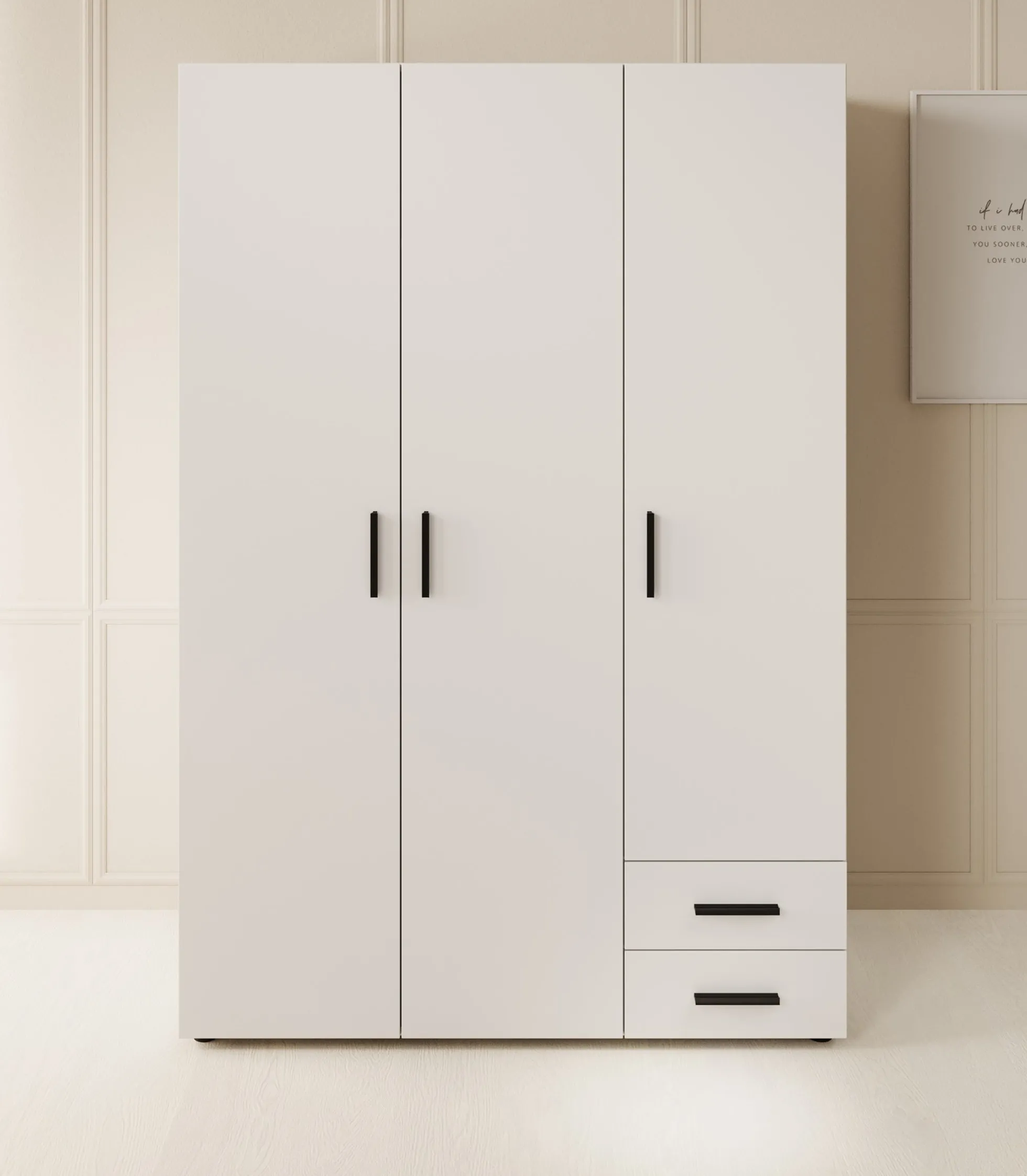 Bellini - Kledingkast 3-deurs - Wit - 120x51x177 cm