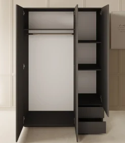 Bellini - Kledingkast 3-deurs - Antraciet - 120x51x177 cm