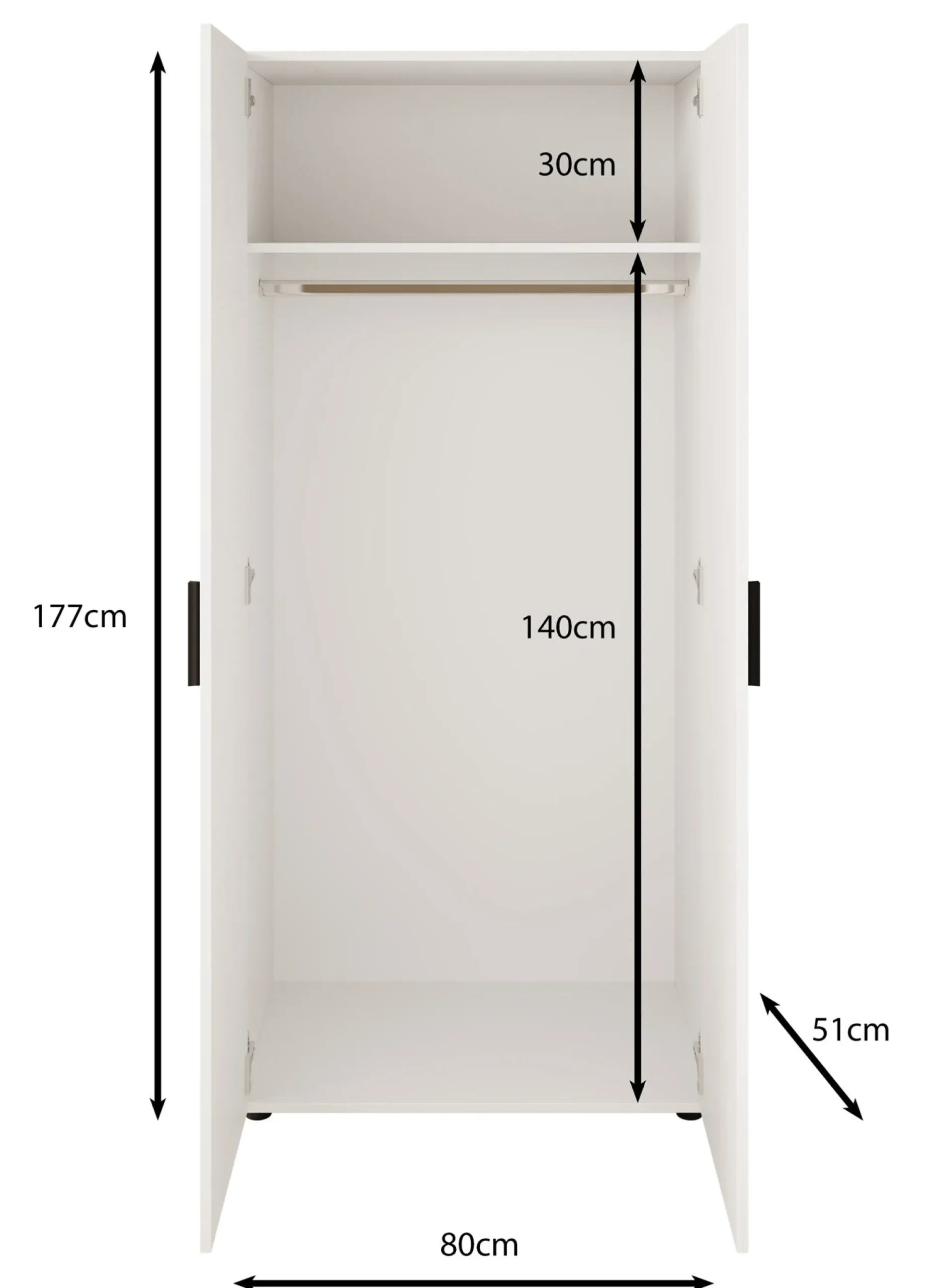 Bellini - Kledingkast 2-deurs - Donker old wood - 80x51x177 cm