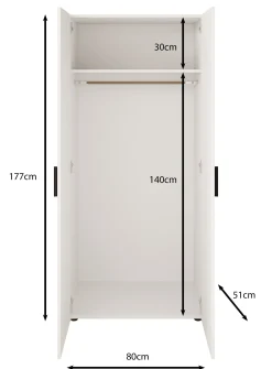 Bellini - Kledingkast 2-deurs - Wit - 80x51x177 cm