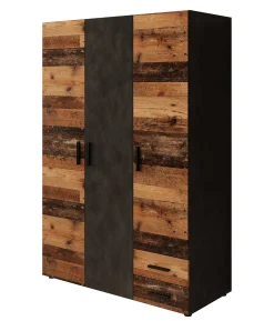 Bellini - Kledingkast 3-deurs - Donker old wood - 120x51x177 cm