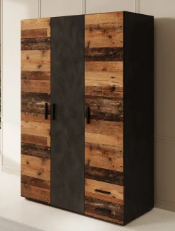 Bellini - Kledingkast 3-deurs - Donker old wood - 120x51x177 cm