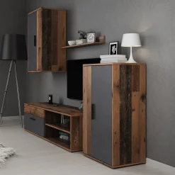 Bellini - Wandmeubel - Grijs/donker old wood - 140x35x39 cm
