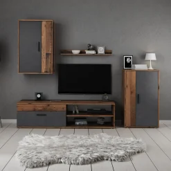 Bellini - Wandmeubel - Grijs/donker old wood - 140x35x39 cm