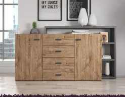 Bello - Dressoir - Eiken/antraciet - 180x38x80 cm