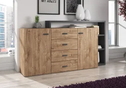Bello - Dressoir - Eiken/antraciet - 180x38x80 cm