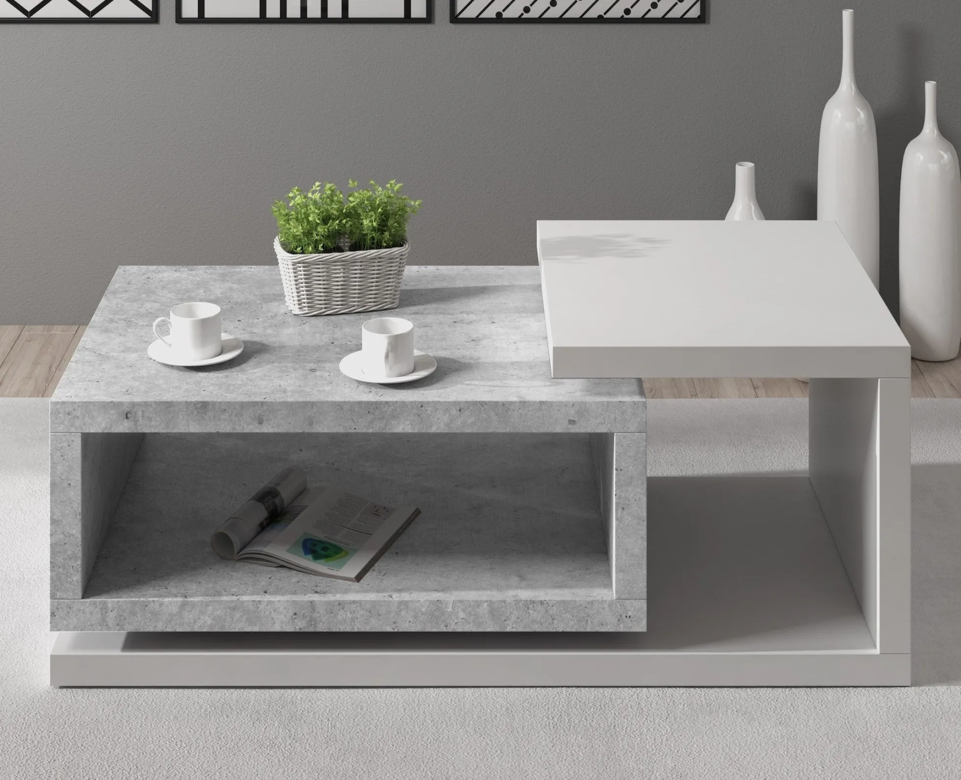 Bello - Salontafel - Betonlook/wit
