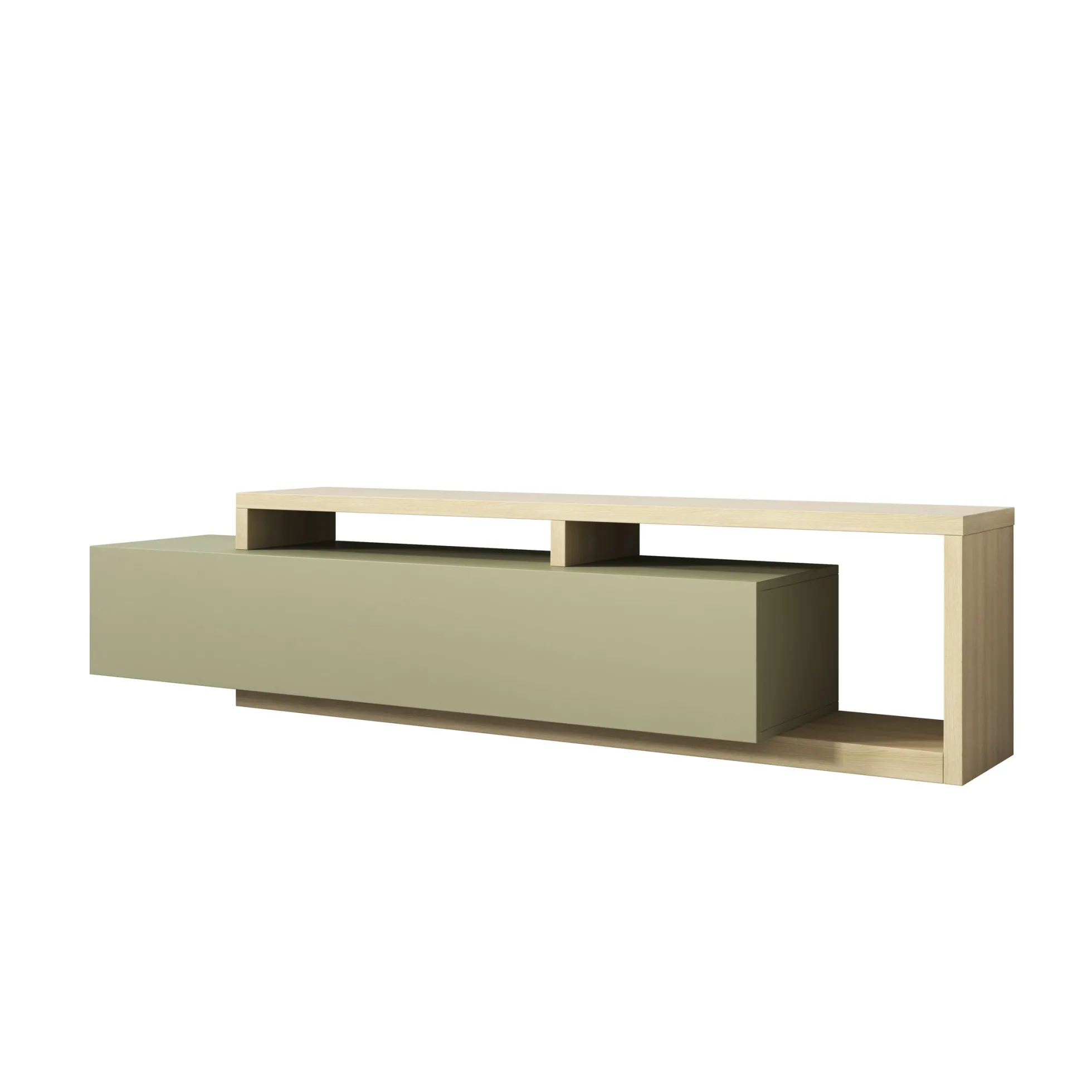 Bello - TV-Meubel - Groen/Eikenpatroon - 219x45x52 cm