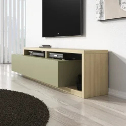 Bello - TV-Meubel - Groen/Eikenpatroon - 219x45x52 cm