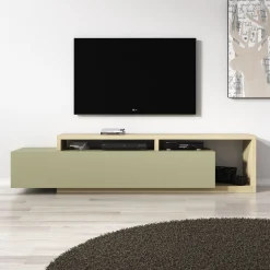 Bello - TV-Meubel - Groen/Eikenpatroon - 219x45x52 cm