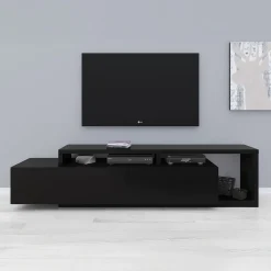 Bello - TV-Meubel - met lade - Mat zwart - 219x45x52 cm