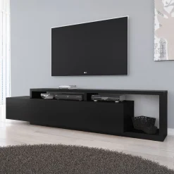 Bello - TV-Meubel - met lade - Mat zwart - 219x45x52 cm