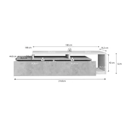 Bello - TV-Meubel - met lade - Mat zwart - 219x45x52 cm