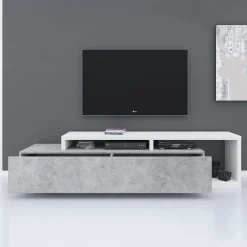 Bello - TV-Meubel met lade - Beton/wit - 219x45x52 cm