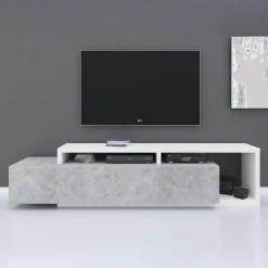 Bello - TV-Meubel met lade - Beton/wit - 219x45x52 cm