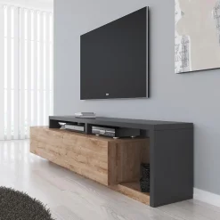 Bello - TV-Meubel met lade - Eiken/antraciet - 219x45x52 cm