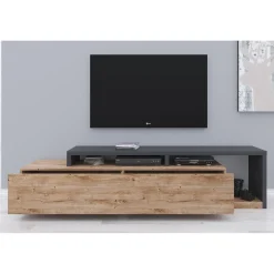 Bello - TV-Meubel met lade - Eiken/antraciet - 219x45x52 cm