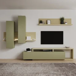 Bello - Wandmeubel - Groen/Eikenpatroon - 219x45x52 cm