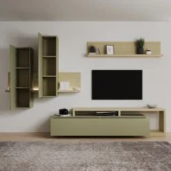 Bello - Wandmeubel - Groen/Eikenpatroon - 219x45x52 cm