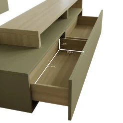 Bello - Wandmeubel - Groen/Eikenpatroon - 219x45x52 cm