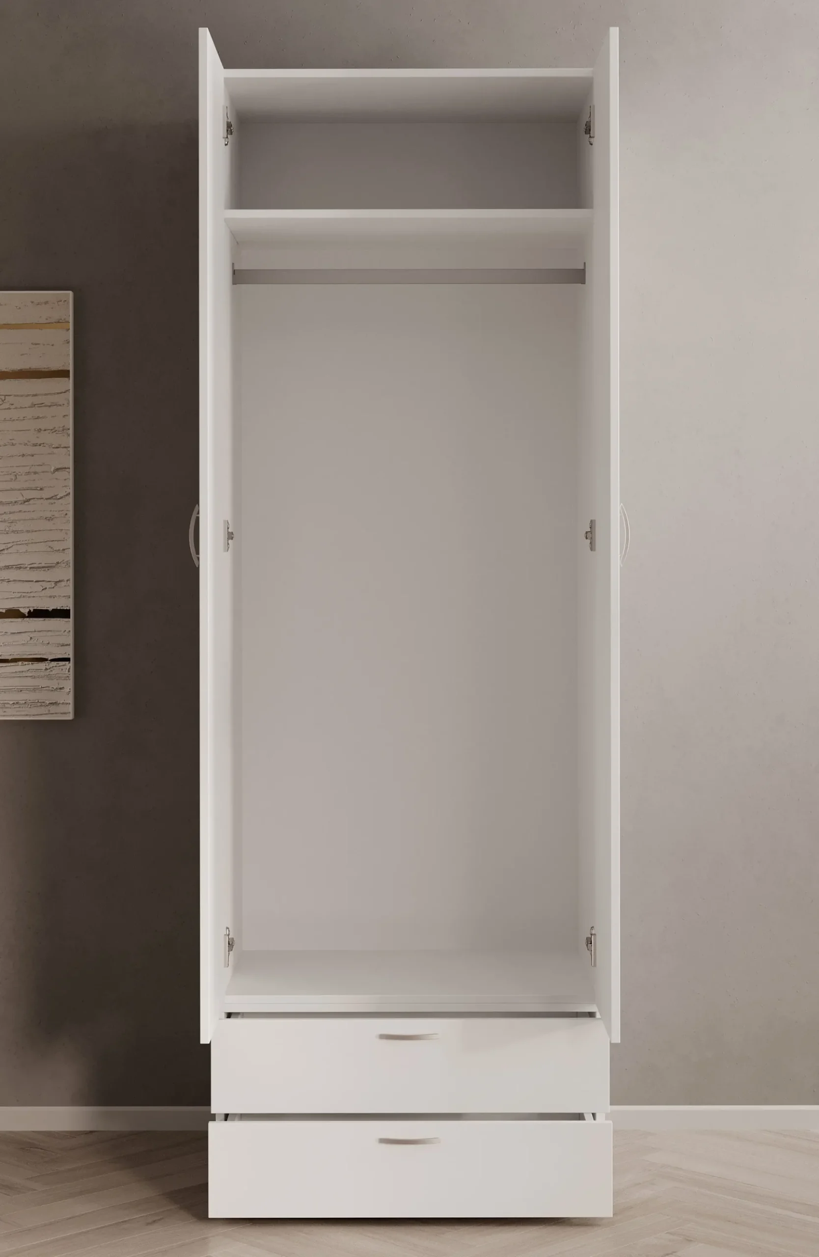 Bernd - Kledingkast - Wit - 74x52x214 cm
