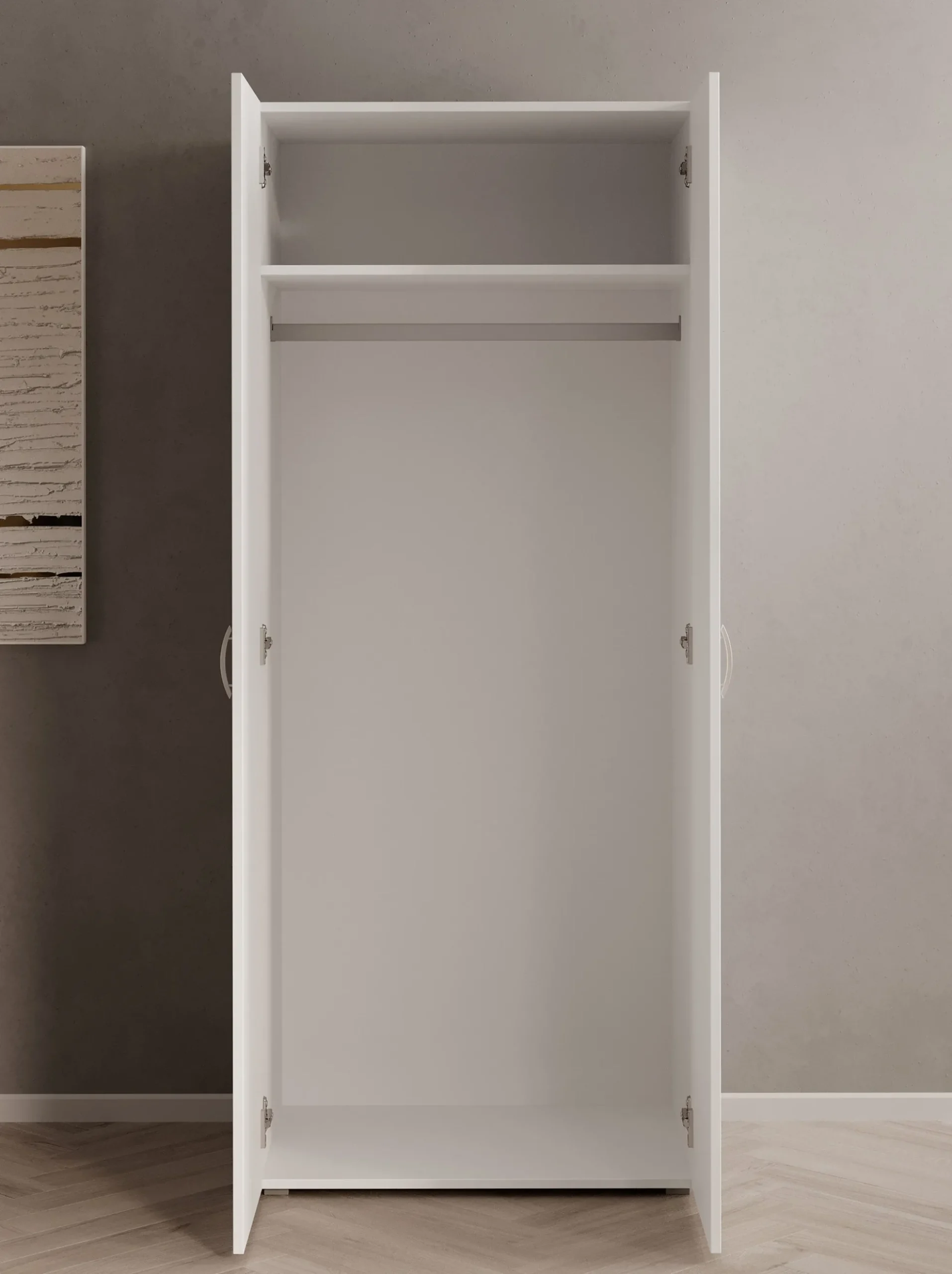 Bernd - Kledingkast 2-deurs - Wit - 74x52x179 cm