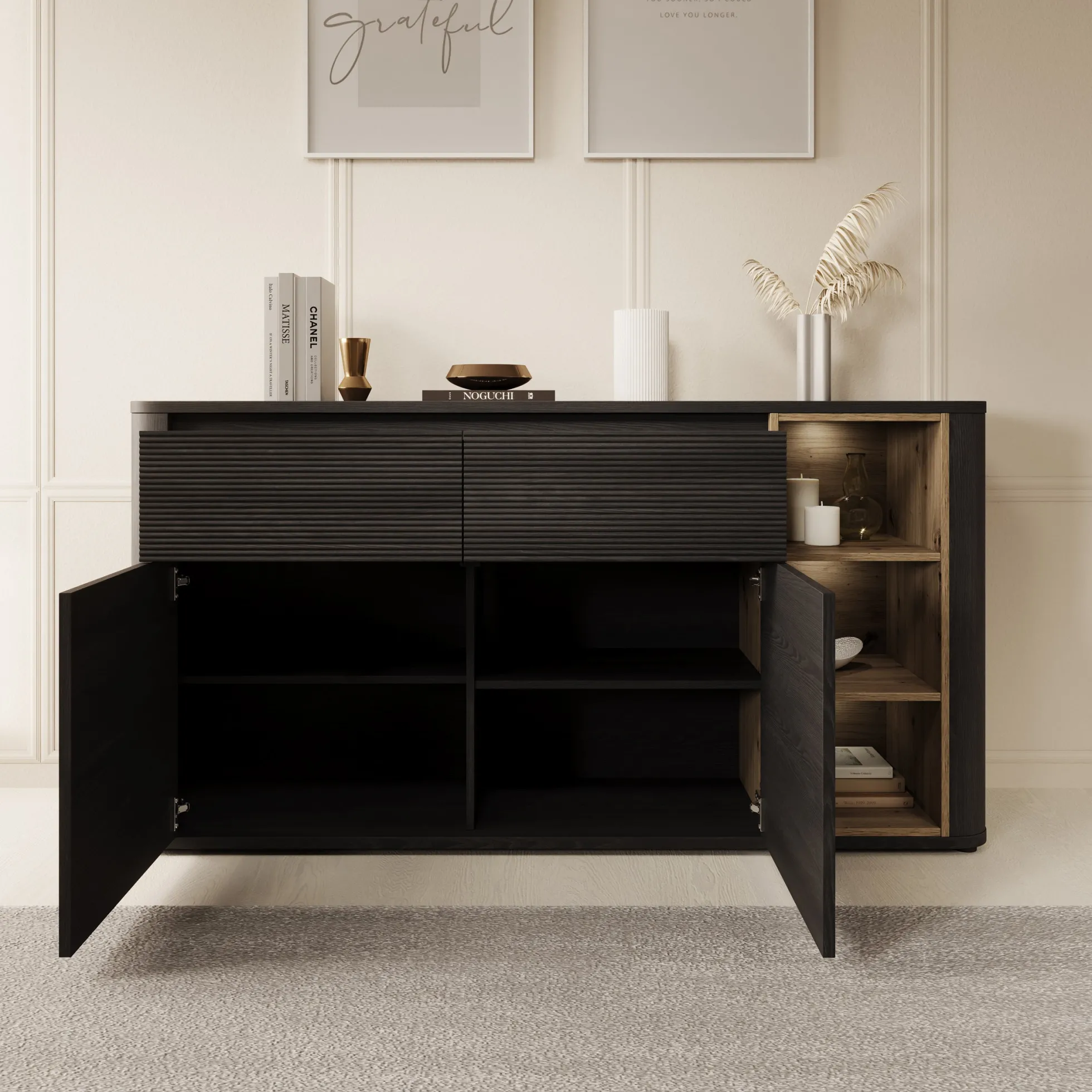Bijou - Dressoir - Zwart - 160x41x83 cm
