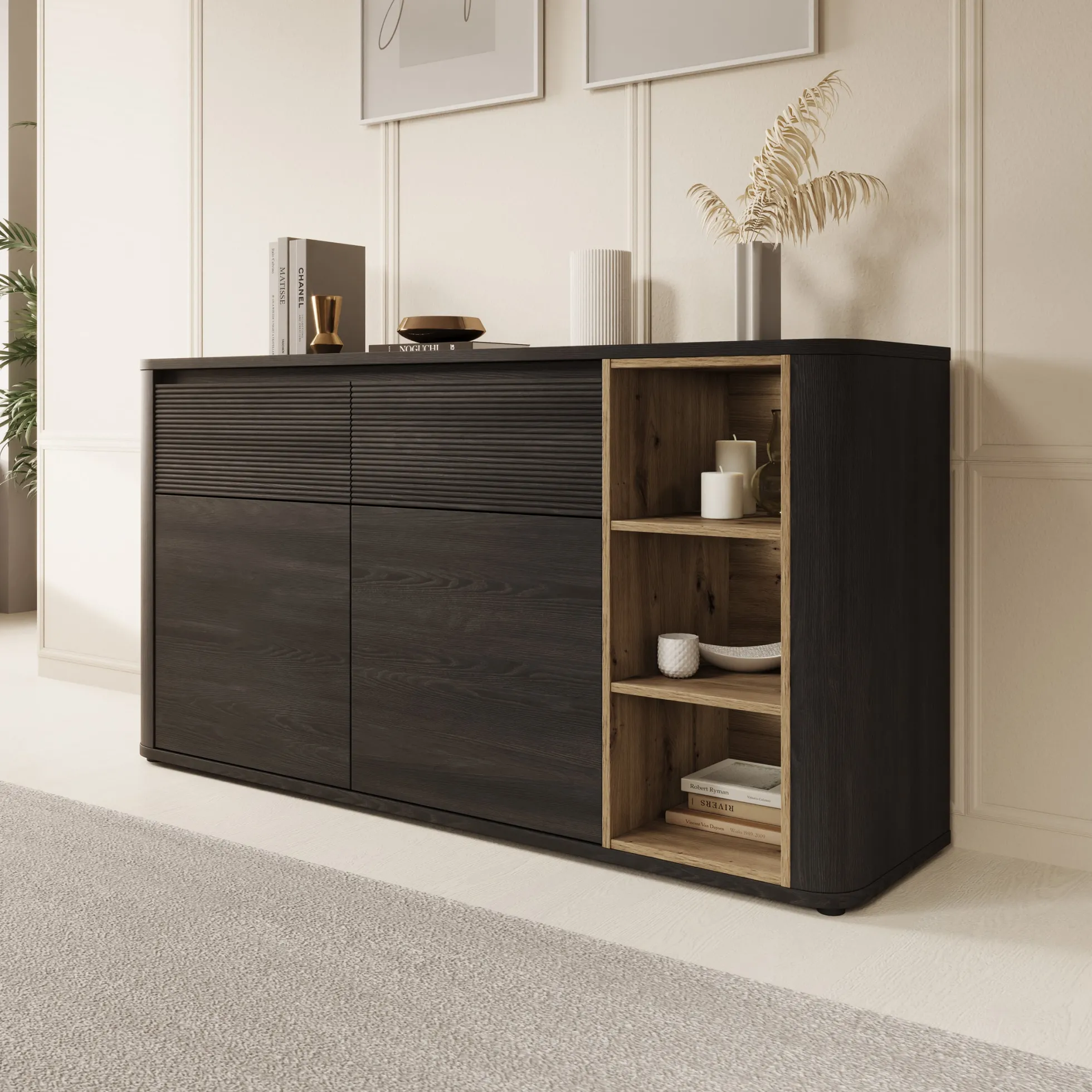 Bijou - Dressoir - Zwart - 160x41x83 cm