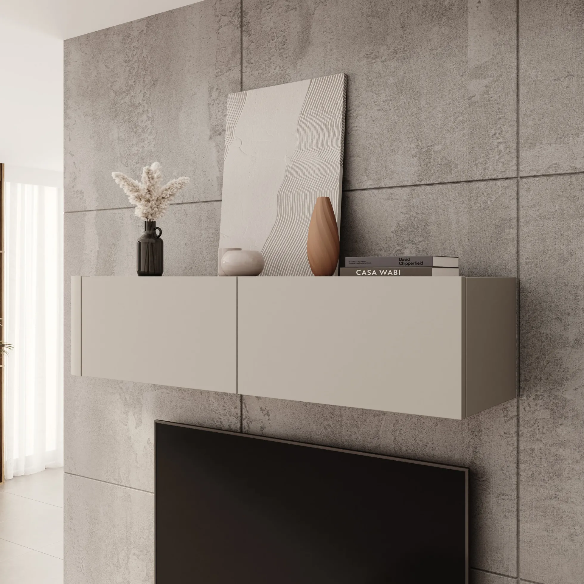 Bijou - Wandkast - Beige - 129x34x30 cm