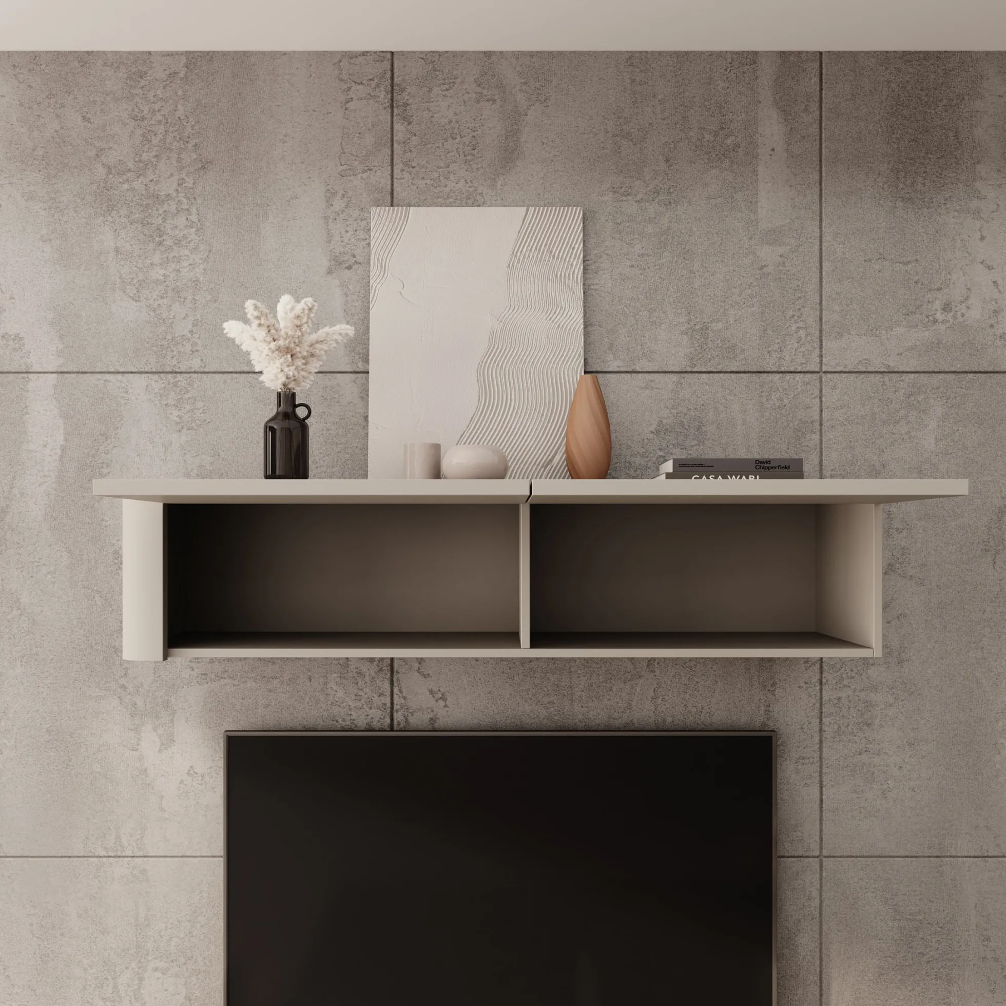 Bijou - Wandkast - Beige - 129x34x30 cm