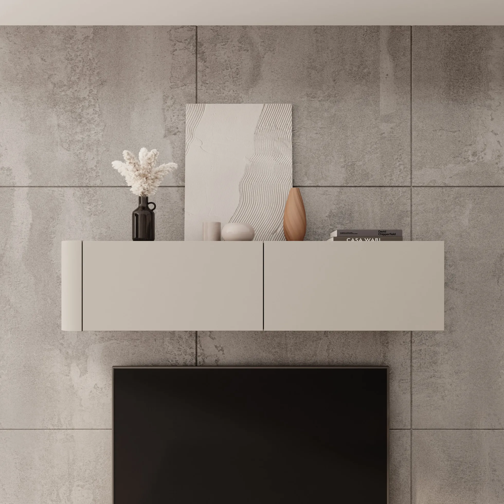 Bijou - Wandkast - Beige - 129x34x30 cm