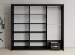 Blake - Kledingkast met schuifdeuren - Zwart - 250x62x215 cm