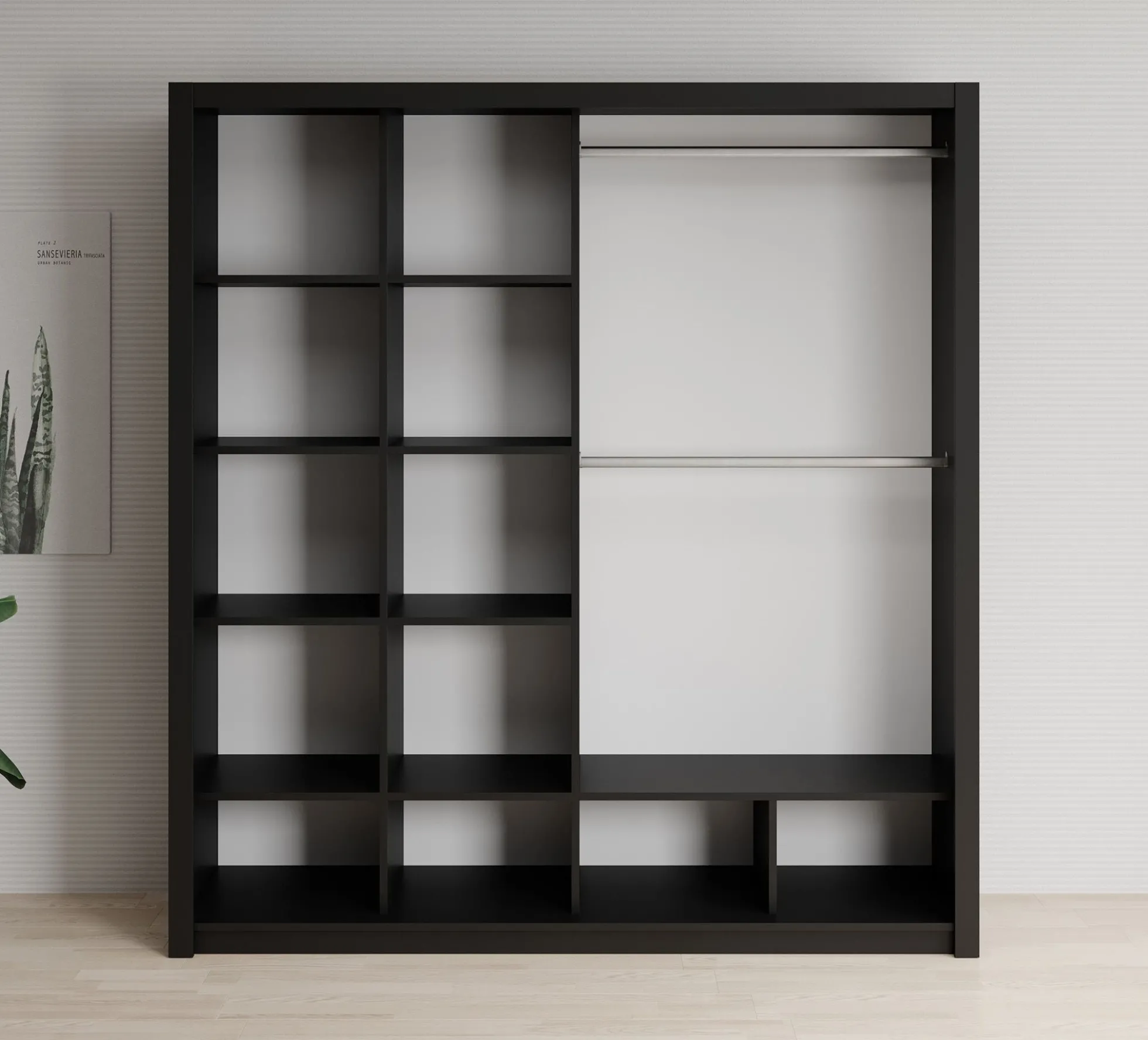 Blake - Kledingkast met schuifdeuren - Zwart - 200x62x215 cm