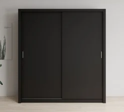 Blake - Kledingkast met schuifdeuren - Zwart - 200x62x215 cm