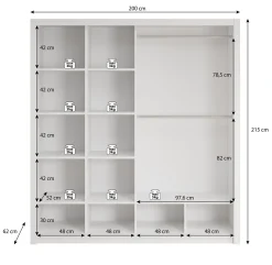 Blake - Kledingkast met schuifdeuren - Zwart - 200x62x215 cm