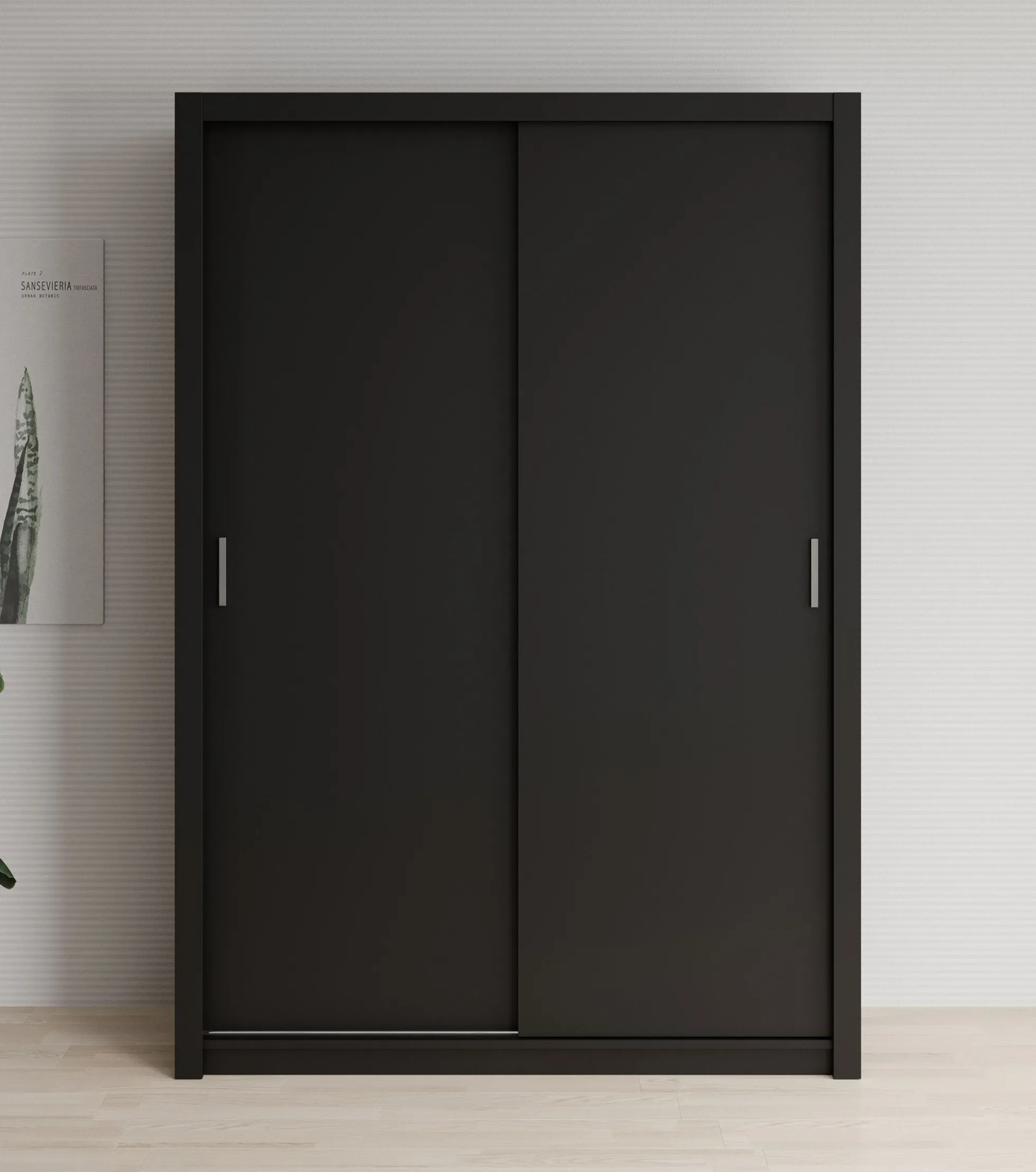Blake - Kledingkast met schuifdeuren - Zwart - 150x62x215 cm