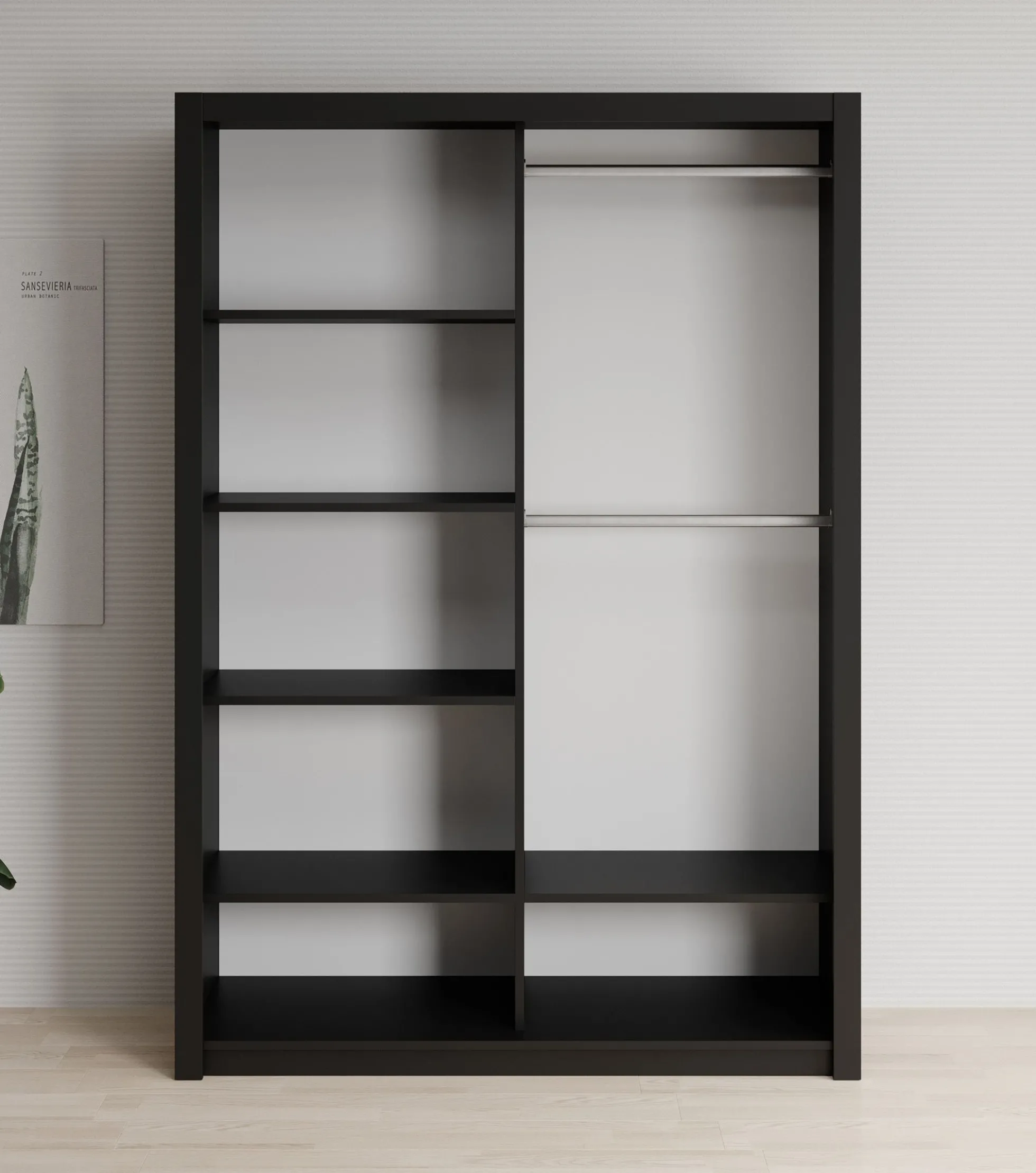 Blake - Kledingkast met schuifdeuren - Zwart - 150x62x215 cm