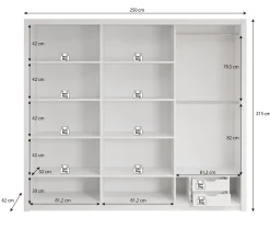 Blake - Kledingkast met schuifdeuren - Wit - 250x62x215 cm
