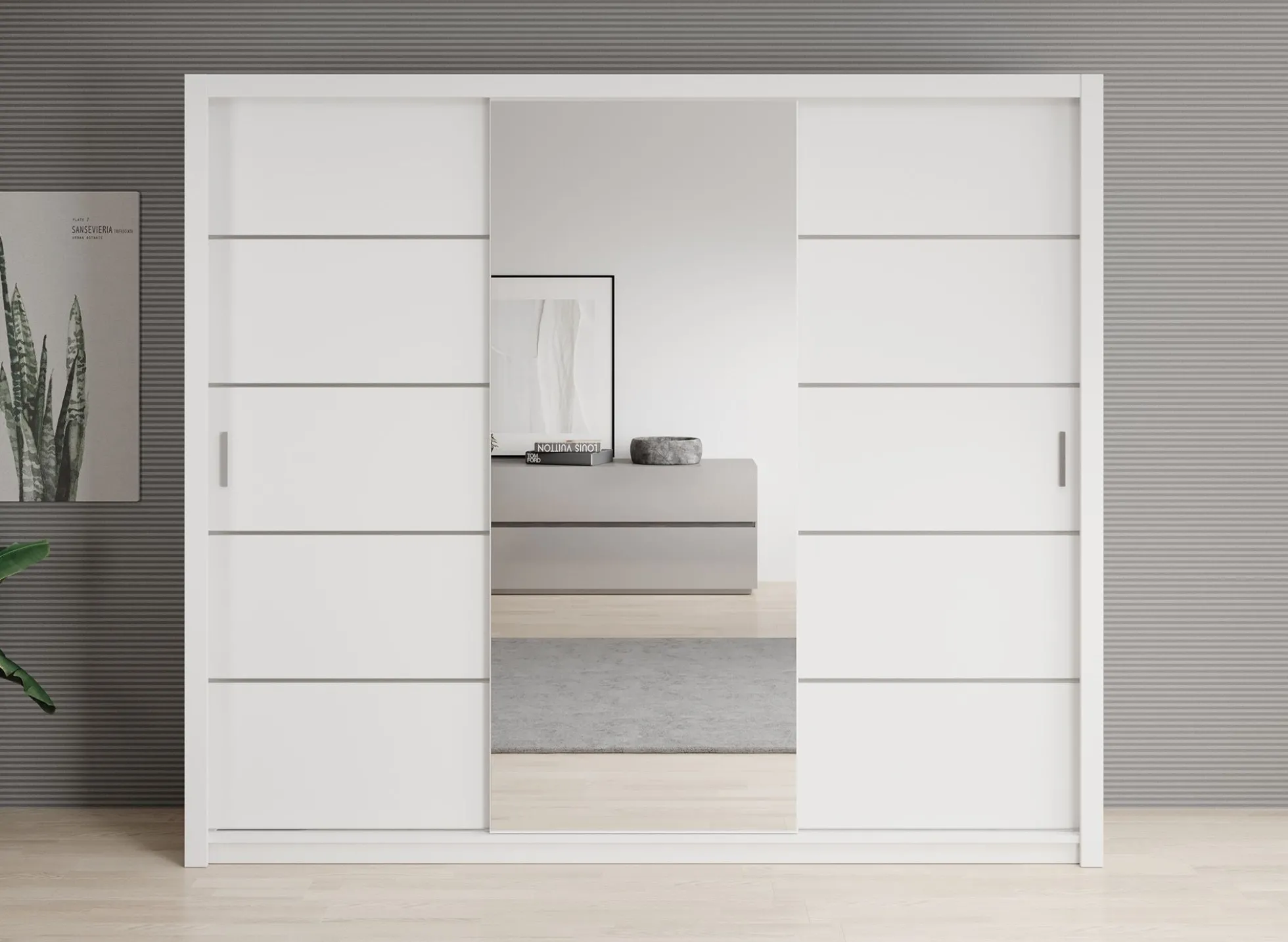 Blake - Kledingkast met schuifdeuren - Wit - 250x62x215 cm