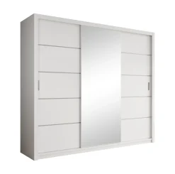 Blake - Kledingkast met schuifdeuren - Wit - 250x62x215 cm