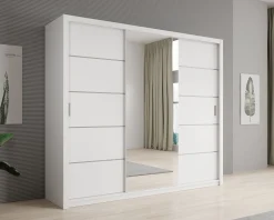 Blake - Kledingkast met schuifdeuren - Wit - 250x62x215 cm