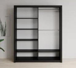 Blake - Kledingkast met schuifdeuren - Zwart - 180x62x215 cm