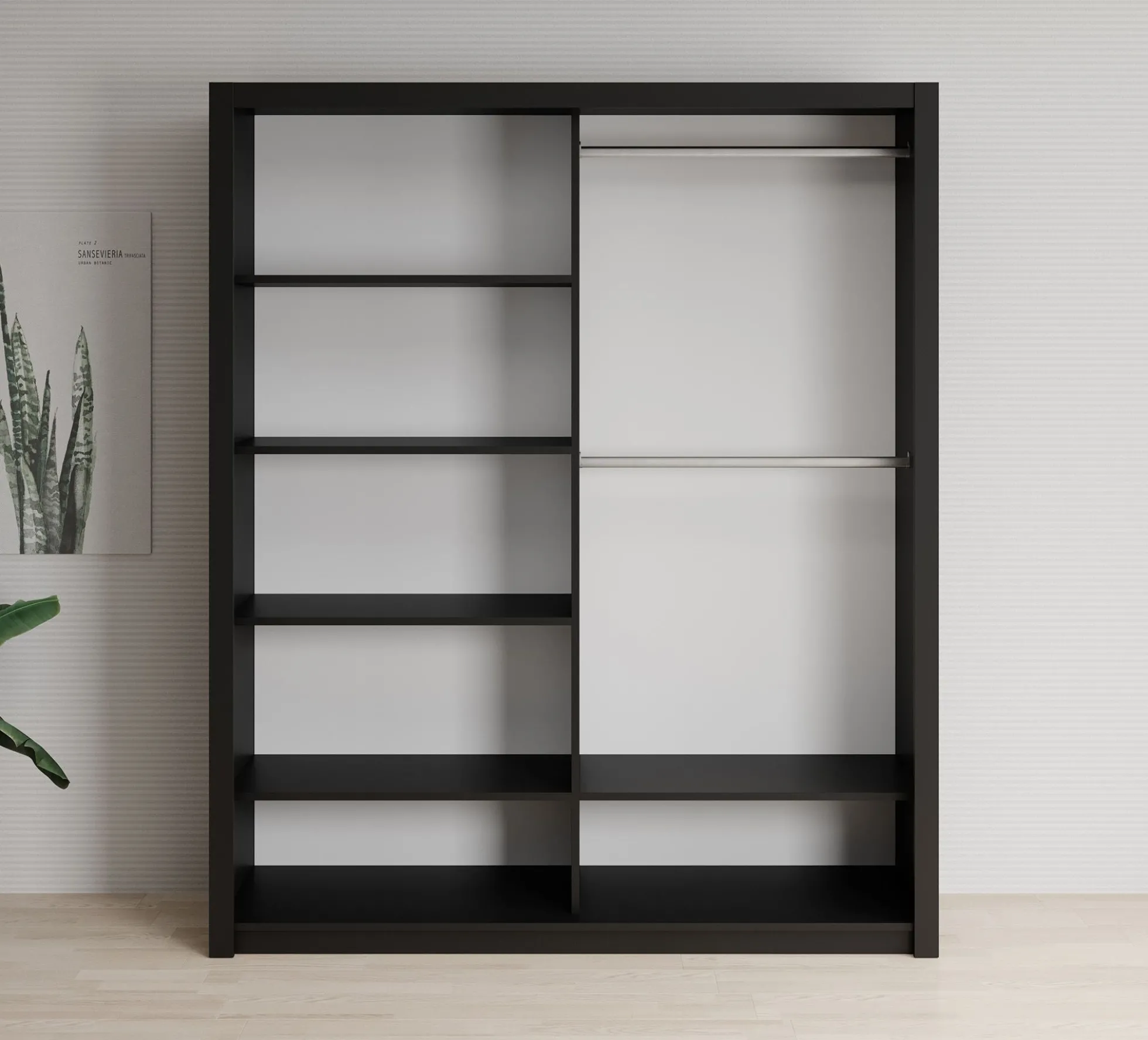 Blake - Kledingkast met schuifdeuren - Zwart - 180x62x215 cm