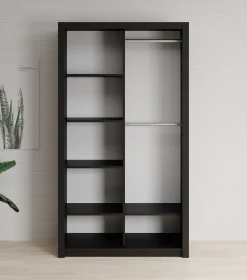Blake - Kledingkast met schuifdeuren - Zwart - 120x62x215 cm