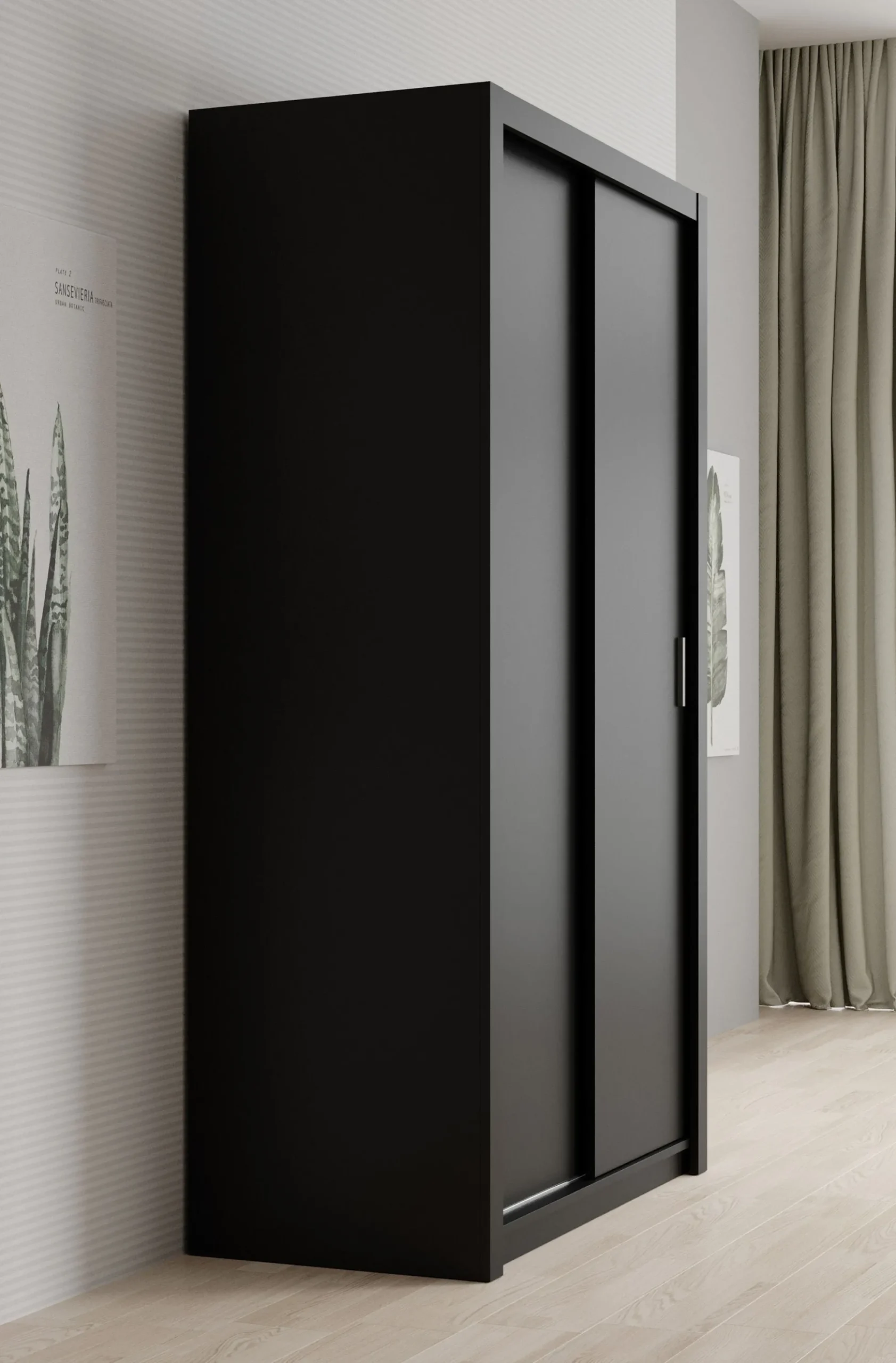 Blake - Kledingkast met schuifdeuren - Zwart - 120x62x215 cm