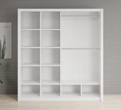 Blake - Kledingkast met schuifdeuren - Wit - 200x62x215 cm