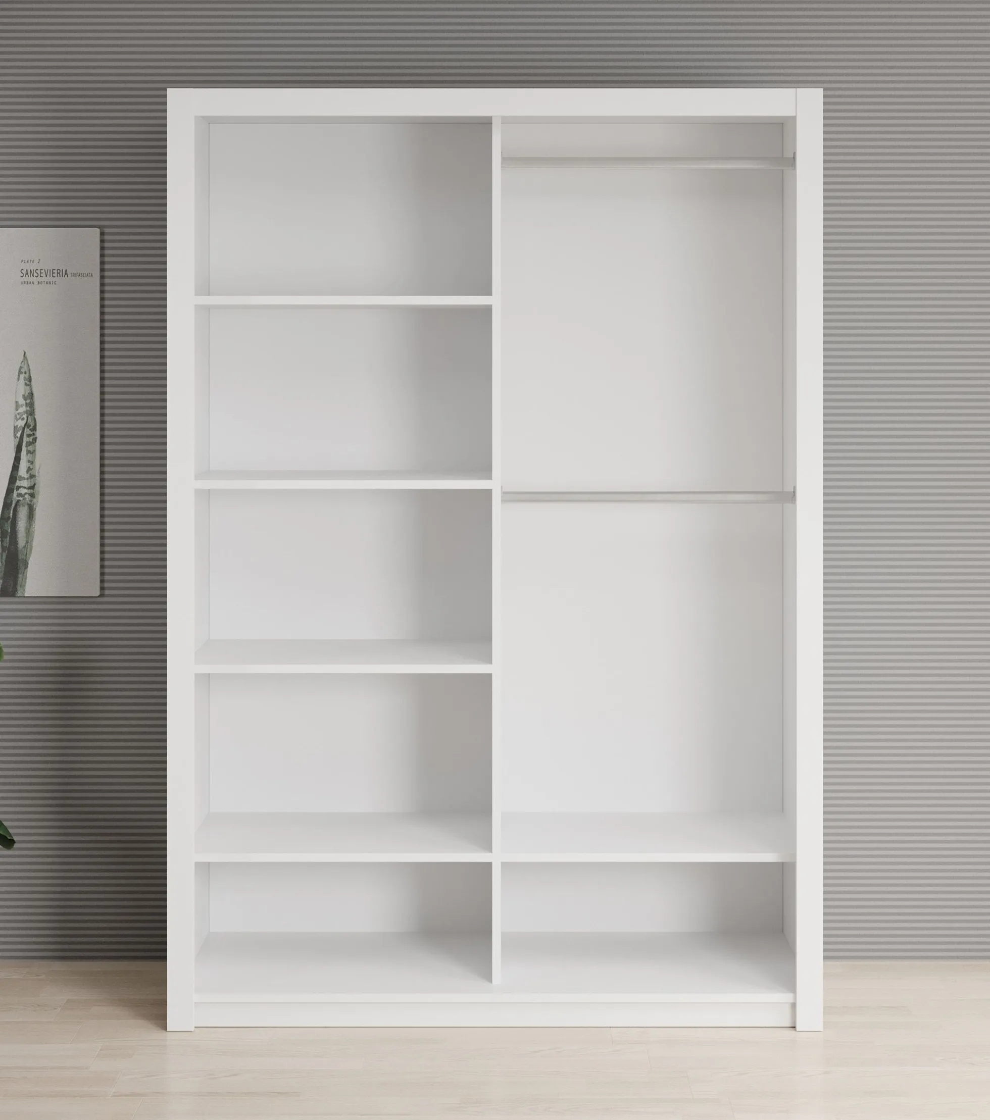 Blake - Kledingkast met spiegel - Wit - 150x62x215 cm