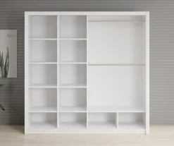 Blake - Kledingkast met spiegel - Wit - 220x62x215 cm