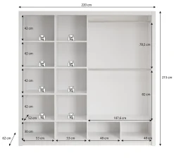 Blake - Kledingkast met spiegel - Wit - 220x62x215 cm